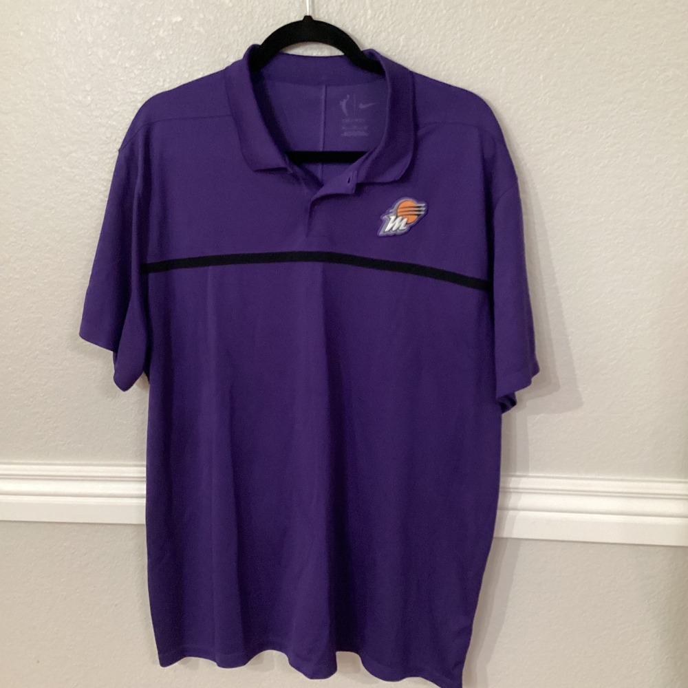 Nike Phoenix Mercury WNBA Dri-Fit Polo XL Purple Black Stripe Embroidered Logo - Picture 2 of 8